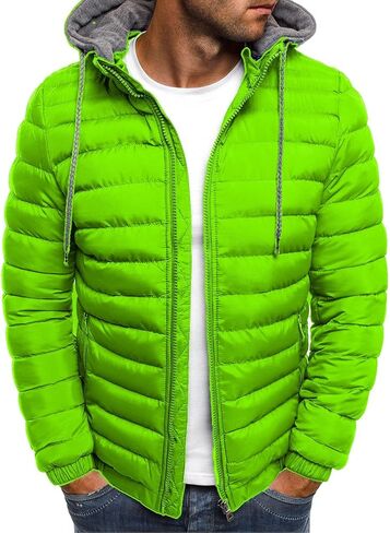 Muscularfit Men's Puffer Jackets with Hood Lightweight Full Zip Coats Winter Warm Padded Jacket Quilted Down Jacket Pockets in Saudi Arabia