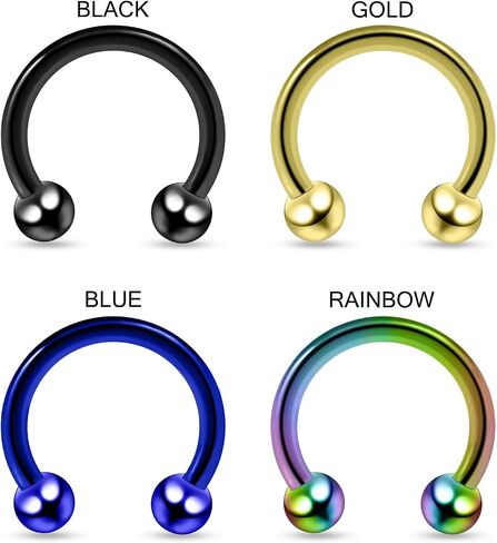 Anodized 316L Surgical Steel 16 Gauge Circular Barbell with Ball - Septum Ring - Tragus Piercing - Stainless Steel Horseshoe Body Piercing Jewelry in Saudi Arabia