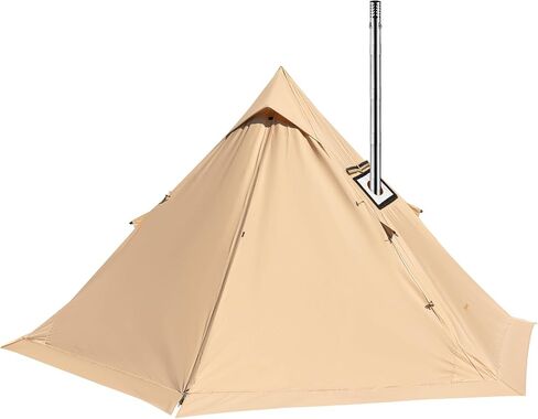 KingCamp Hot Tent with Stove Jack, 4 Season Cotton Tipi Tent for Camping, Lightweight Portable with Carry Bag, Foldable Snow Skirt, Set-up Rainfly, Glamping Hiking Backpacking, Windproof, Rainproof in Saudi Arabia
