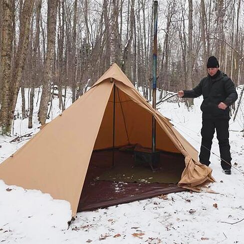 KingCamp Hot Tent with Stove Jack, 4 Season Cotton Tipi Tent for Camping, Lightweight Portable with Carry Bag, Foldable Snow Skirt, Set-up Rainfly, Glamping Hiking Backpacking, Windproof, Rainproof in Saudi Arabia