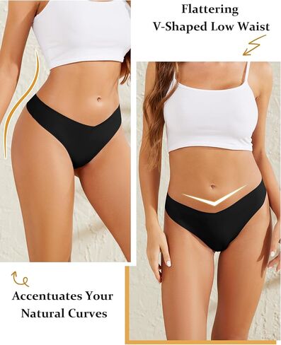 ANSUKOO Women's Seamless Thong Underwear 6 Pack,No Show Invisible Panties,Soft Comfortable Tanga for Ladies Female Workout in Saudi Arabia