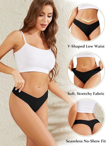 ANSUKOO Women's Seamless Thong Underwear 6 Pack,No Show Invisible Panties,Soft Comfortable Tanga for Ladies Female Workout in Saudi Arabia
