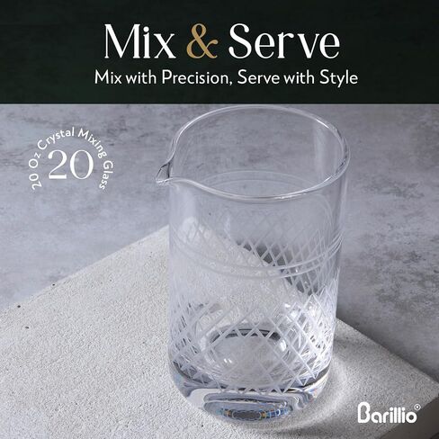 Barillio 20 Oz Crystal Cocktail Mixing Glass Set | Seamless Mixing Pitcher for Stirred Cocktail with Weighted Bottom | Old Fashioned Kit for Bartenders in Saudi Arabia