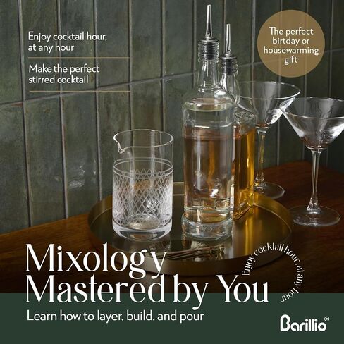 Barillio 20 Oz Crystal Cocktail Mixing Glass Set | Seamless Mixing Pitcher for Stirred Cocktail with Weighted Bottom | Old Fashioned Kit for Bartenders in Saudi Arabia