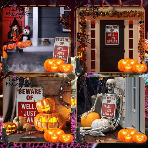 Wonderwin Halloween Decoration Signs 8" x 12" Halloween Props Indoor Retro Metal Signs Vintage Bar Decor Outdoor Yard Signs Beware of Well Just Beware & No Trespassing We're Tired of Hiding The Bodies in Saudi Arabia