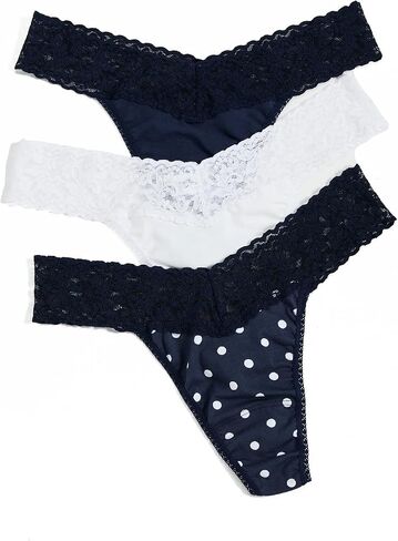 hanky panky Women's Cotton Original Rise Thong 3 Pack, Nfcw, Blue, One Size in Saudi Arabia