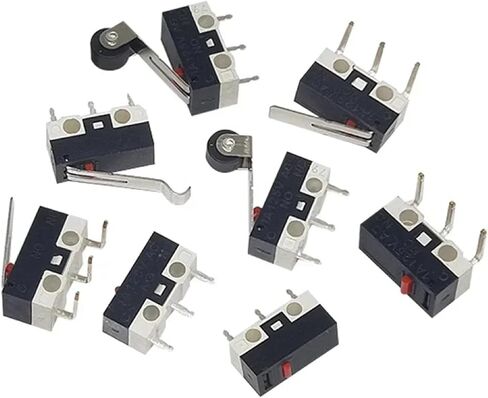 Mini SPDT Micro Limit Switch ، تصميم طرفي بالأبيض والأسود ، 3 أ ، تصنيف 125 فولت ، 20 حزمة ، نوع ذراع القوس الأسطوانة لتركيب ثنائي الفينيل متعدد الكلور (Bent Handle 1A 125V 1000PCS) in Kuwait