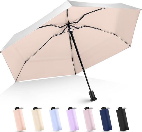 Leagera Upf 50+ Mini Smbrella للسفر - مظلة شمس قابلة للطي مدمجة للمشي في الصيف محفظة خفيفة الوزن المظلات الصغيرة للنساء الفتيات in Kuwait