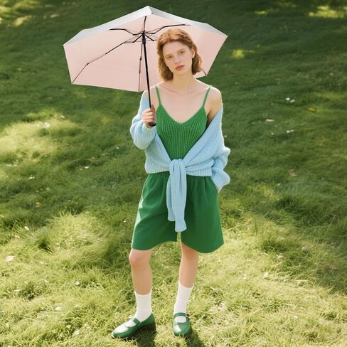 Leagera Upf 50+ Mini Smbrella للسفر - مظلة شمس قابلة للطي مدمجة للمشي في الصيف محفظة خفيفة الوزن المظلات الصغيرة للنساء الفتيات in Kuwait