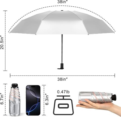 Leagera Upf 50+ Mini Smbrella للسفر - مظلة شمس قابلة للطي مدمجة للمشي في الصيف محفظة خفيفة الوزن المظلات الصغيرة للنساء الفتيات in Kuwait