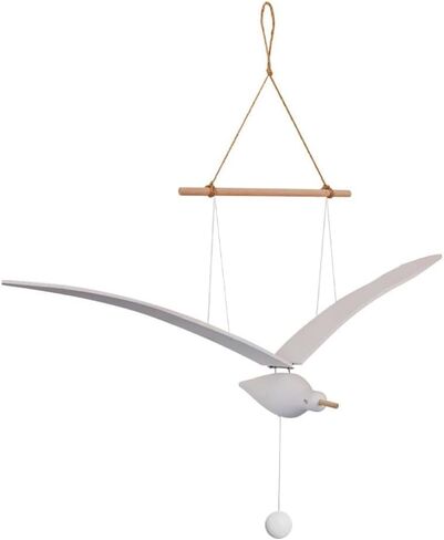 Flying Wooden Seagull Hanging for Mobile Ceiling, Soaring Seagull Decor Unique Home Artwork, for Balcony, Apartment, Creative mobiles Pendants for Baby Mobile Crib, Nursery Room（White Small Size） in Saudi Arabia