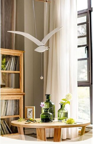 Flying Wooden Seagull Hanging for Mobile Ceiling, Soaring Seagull Decor Unique Home Artwork, for Balcony, Apartment, Creative mobiles Pendants for Baby Mobile Crib, Nursery Room（White Small Size） in Saudi Arabia