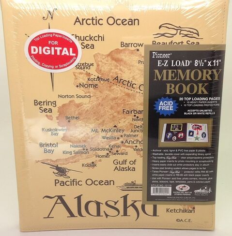 Alaska Photo Memory Digital Book Top Load Pioneer Map Design 8.5 X 11" in Saudi Arabia