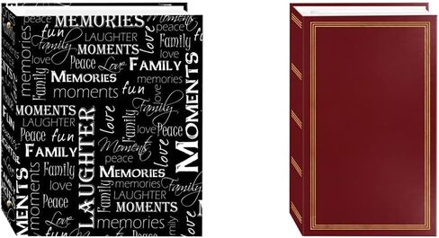 Magnetic Self-Stick 3-Ring Photo Album 100 Pages (50 Sheets), Black & White Words Design and 3-ring pocket BURGUNDY album for 504 photos - 4"X6" in Saudi Arabia