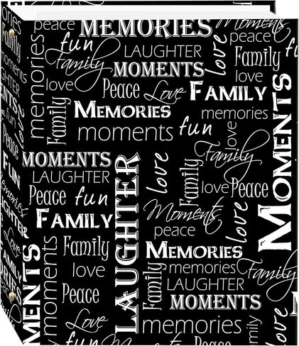 Magnetic Self-Stick 3-Ring Photo Album 100 Pages (50 Sheets), Black & White Words Design and 3-ring pocket BURGUNDY album for 504 photos - 4"X6" in Saudi Arabia