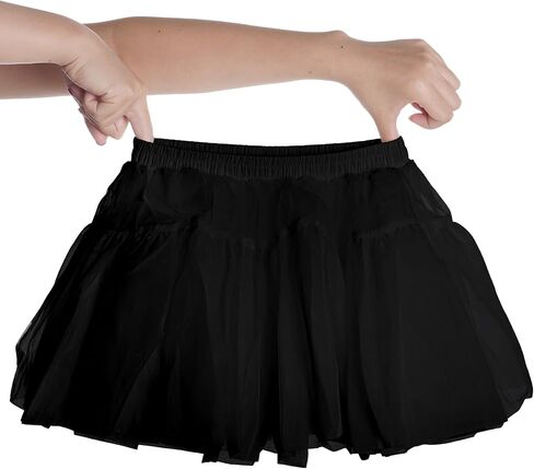 baotongle Women Girls Hoopless Crinoline Petticoat 50s 4 Levels Short Length Tulle Crinoline Underskirts Dress Bubble Skirt in Saudi Arabia