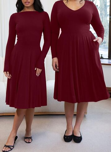 Blencot Long Sleeve V الرقبة غير الرسمية متماسكة مطوية فستان أمومة الشتاء in Kuwait