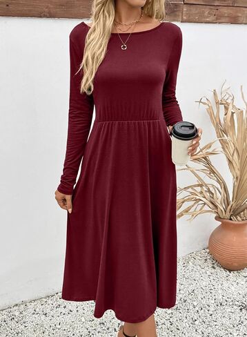 Blencot Long Sleeve V الرقبة غير الرسمية متماسكة مطوية فستان أمومة الشتاء in Kuwait