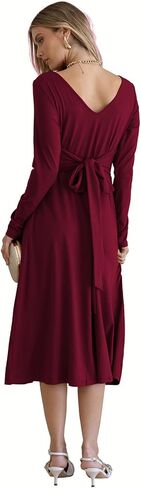 Blencot Long Sleeve V الرقبة غير الرسمية متماسكة مطوية فستان أمومة الشتاء in Kuwait