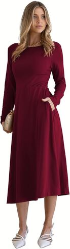 Blencot Long Sleeve V الرقبة غير الرسمية متماسكة مطوية فستان أمومة الشتاء in Kuwait