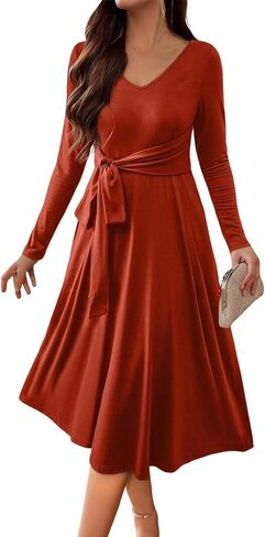 Blencot Long Sleeve V الرقبة غير الرسمية متماسكة مطوية فستان أمومة الشتاء in Kuwait
