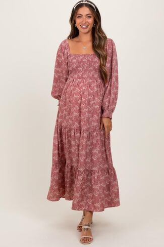 Pinkblush الأزهار المربعة مربع الرقبة الفستان Maxi in Saudi Arabia