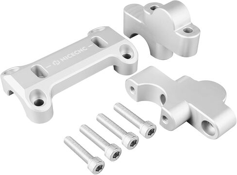 NICECNC Handlebar High Pad Handlebar Heightening Device Handlebar Riser Compatible with BMW R1200GS 2013-2018, R1200GS Adventure 2014-2018, R1250GS, R1250GS Adventure, CNC-machined, Aluminum, Silver in Saudi Arabia