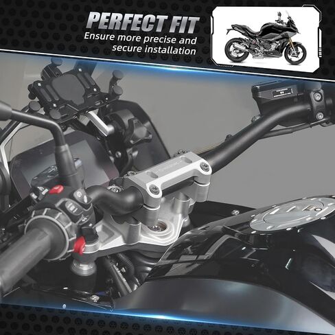 NICECNC Handlebar High Pad Handlebar Heightening Device Handlebar Riser Compatible with BMW R1200GS 2013-2018, R1200GS Adventure 2014-2018, R1250GS, R1250GS Adventure, CNC-machined, Aluminum, Silver in Saudi Arabia