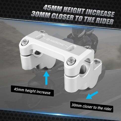 NICECNC Handlebar High Pad Handlebar Heightening Device Handlebar Riser Compatible with BMW R1200GS 2013-2018, R1200GS Adventure 2014-2018, R1250GS, R1250GS Adventure, CNC-machined, Aluminum, Silver in Saudi Arabia