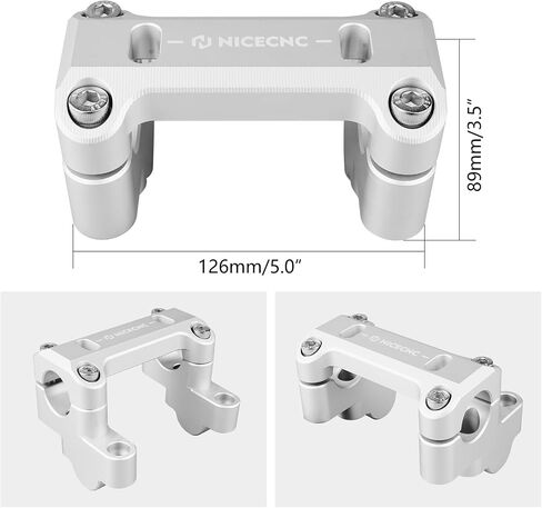 NICECNC Handlebar High Pad Handlebar Heightening Device Handlebar Riser Compatible with BMW R1200GS 2013-2018, R1200GS Adventure 2014-2018, R1250GS, R1250GS Adventure, CNC-machined, Aluminum, Silver in Saudi Arabia