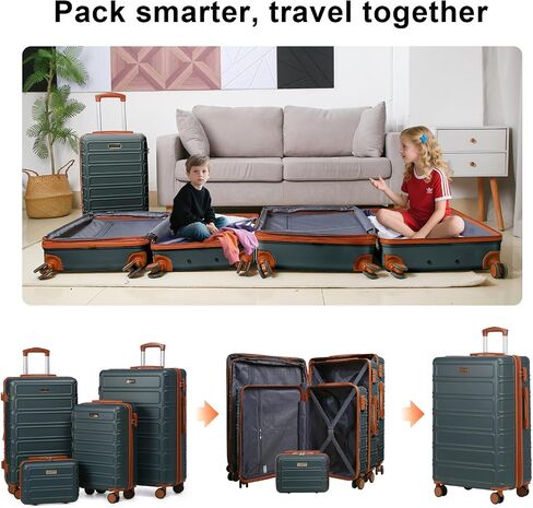 4 قطعة مجموعة الأمتعة مجموعة ABS ABS مجموعة TSA LOCK HARDSHELL دائمة خفيفة الوزن الأمتعة مجموعة هدية للعودة إلى المدرسة (آمي غرين ، 28in26in20in13in) in Saudi Arabia