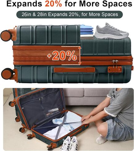 4 قطعة مجموعة الأمتعة مجموعة ABS ABS مجموعة TSA LOCK HARDSHELL دائمة خفيفة الوزن الأمتعة مجموعة هدية للعودة إلى المدرسة (آمي غرين ، 28in26in20in13in) in Saudi Arabia