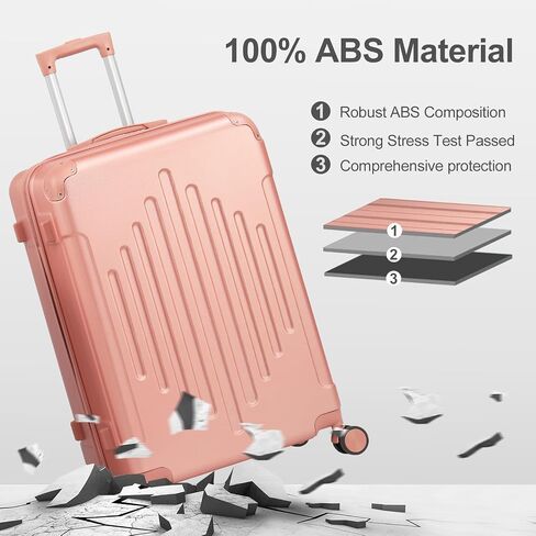 مجموعات حقيبة من Karl Home Luggage مجموعة من 3 قطع مع TSA Lock Corner 4 عجلات من الدوار ، ABS Hardside Trolley Case لـ Carry on Check-in Business Trip ، Dark Blue (20/24/28) in Kuwait