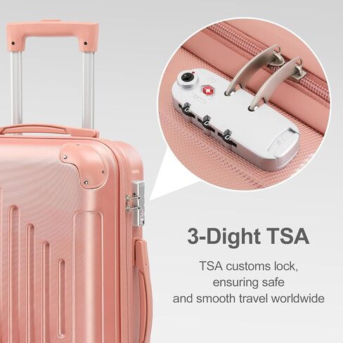 مجموعات حقيبة من Karl Home Luggage مجموعة من 3 قطع مع TSA Lock Corner 4 عجلات من الدوار ، ABS Hardside Trolley Case لـ Carry on Check-in Business Trip ، Dark Blue (20/24/28) in Kuwait