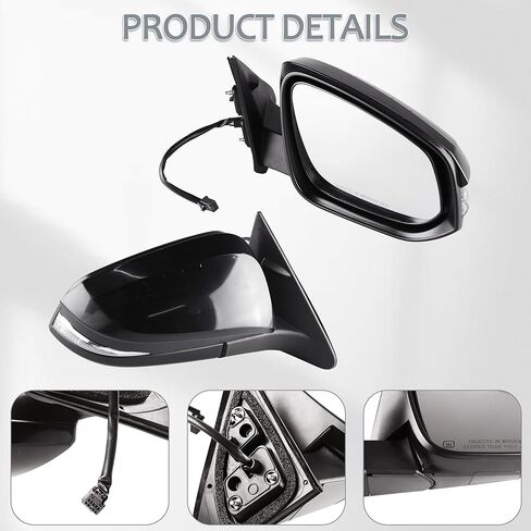 الطاقة الجانبية اليمنى من المنظر الجانبي المدفأة مرآة مرآة متوافق مع تويوتا هايلاندر 2014-2019 يحل محل 87910-0E140 إلى 1321317 (6pins) in Kuwait