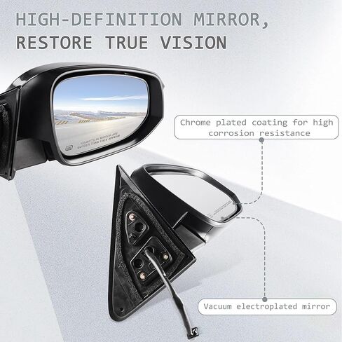 الطاقة الجانبية اليمنى من المنظر الجانبي المدفأة مرآة مرآة متوافق مع تويوتا هايلاندر 2014-2019 يحل محل 87910-0E140 إلى 1321317 (6pins) in Kuwait