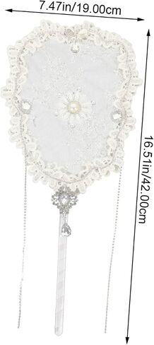 Ciieeo Elegant Wedding Lace Fan Handmade Flower Embroidery Fan for Women for Summer in Saudi Arabia