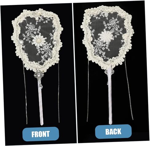Ciieeo Elegant Wedding Lace Fan Handmade Flower Embroidery Fan for Women for Summer in Saudi Arabia