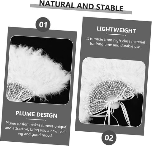 Ciieeo Wedding Plume Fan للعرائس الفريدة من المعجبين باليد للعروض على المسرح وأحداث الرقص ملحق زفاف تصميم أنيقة للنساء in Saudi Arabia