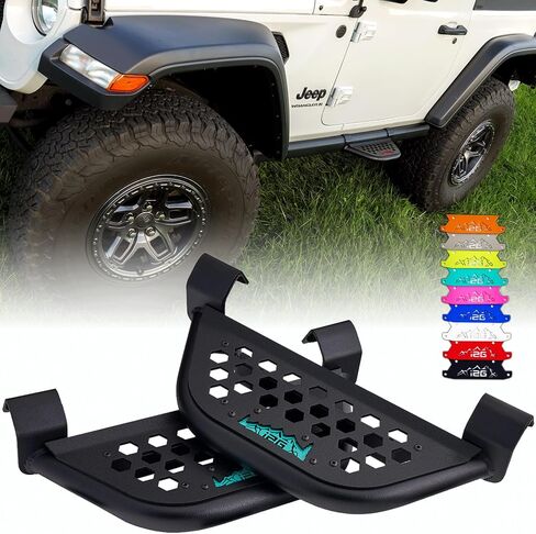 IAG EZ-Step لجيب Wrangler 2018+ 2 W/OEM Rockrails (لوحة شعار أحمر ، زوج واحد) in Kuwait