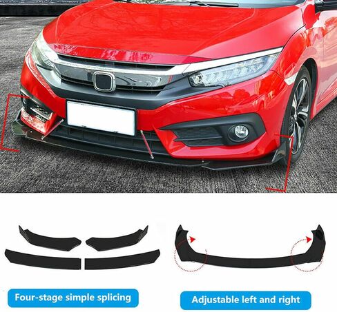 Universal Round Front Bumper Lip Body Kit Spoiler for Honda Civi BMW Audi Benz Mazda Strut Rod Tie Support Bars 8"-11" in Saudi Arabia