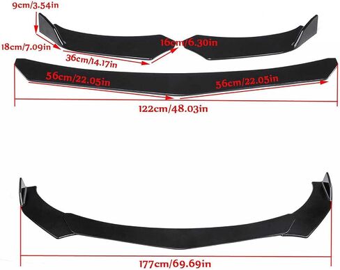 Universal Round Front Bumper Lip Body Kit Spoiler for Honda Civi BMW Audi Benz Mazda Strut Rod Tie Support Bars 8"-11" in Saudi Arabia