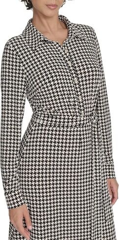Tommy Hilfiger Women's Long Sleeves Collared Houndstooth Jersey Shirtdress in Saudi Arabia