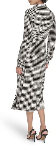 Tommy Hilfiger Women's Long Sleeves Collared Houndstooth Jersey Shirtdress in Saudi Arabia