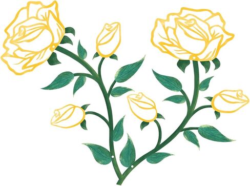 ESTART Large Rose Flower Wall Decor,15“H Black Metal Art Ornament Wall Hanging for Indoor Outdoor Home Bedroom Office (2 Pieces) in Kuwait