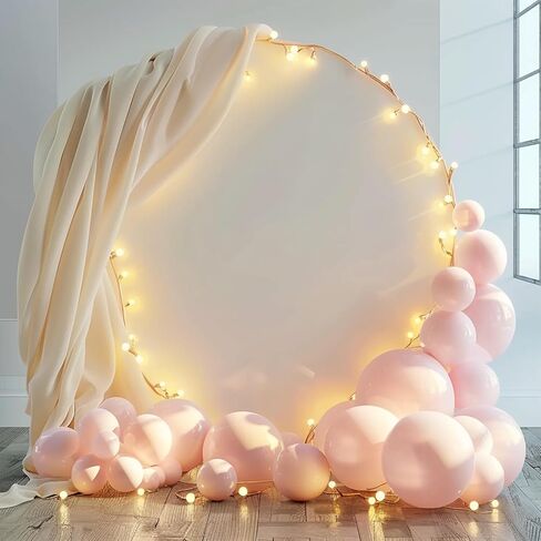 7.2FT Black Round Backdrop Cover for 5 to 7.2ft Circle Arch Stand - Adjustable Round Arch Cover Circle Backdrop Cover for Birthday, Wedding Arch, Baby Shower Photography Background Party Decor in Saudi Arabia