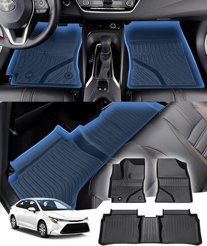 Floor Mats for 2012 2013 2014 2015 Honda Civic All Weather Rubber Civic Floor Liners,3PCS Front&Rear Row Full Set Waterproof Car Mats for Civic Accessories TPE Black in Saudi Arabia
