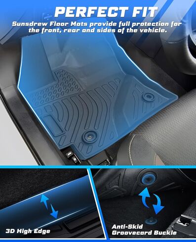 Floor Mats for 2012 2013 2014 2015 Honda Civic All Weather Rubber Civic Floor Liners,3PCS Front&Rear Row Full Set Waterproof Car Mats for Civic Accessories TPE Black in Saudi Arabia