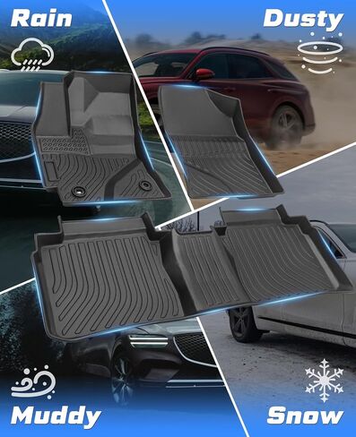 Floor Mats for 2012 2013 2014 2015 Honda Civic All Weather Rubber Civic Floor Liners,3PCS Front&Rear Row Full Set Waterproof Car Mats for Civic Accessories TPE Black in Saudi Arabia