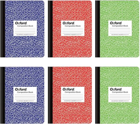 Oxford Composition Notebooks, 6 Pack, College Ruled Paper, 9-3/4 x 7-1/2 Inches, 100 Sheets, Assorted Pastel Covers (63760) in Kuwait